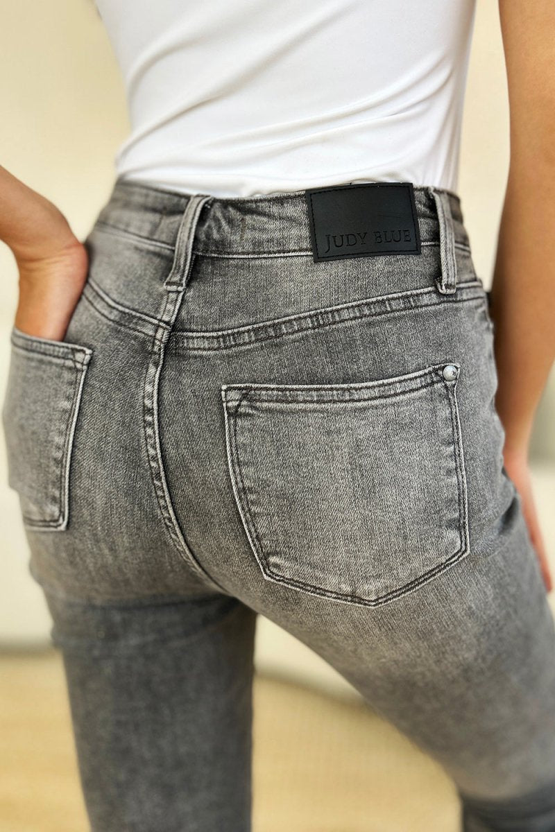 Judy Blue Full Size Button Fly High Waist Cuffed Capris - Bottoms