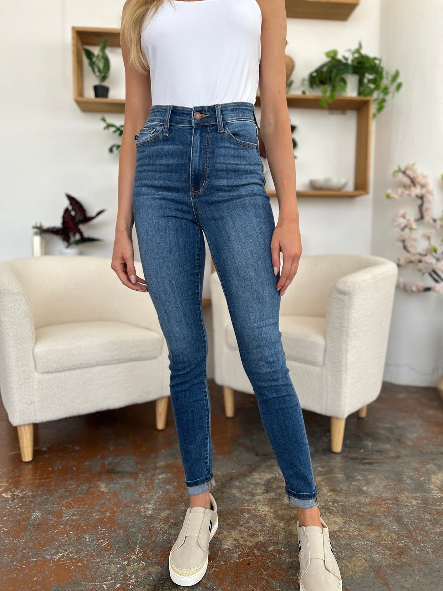 Judy Blue Full Size Cuffed Hem Skinny Jeans - Bottoms