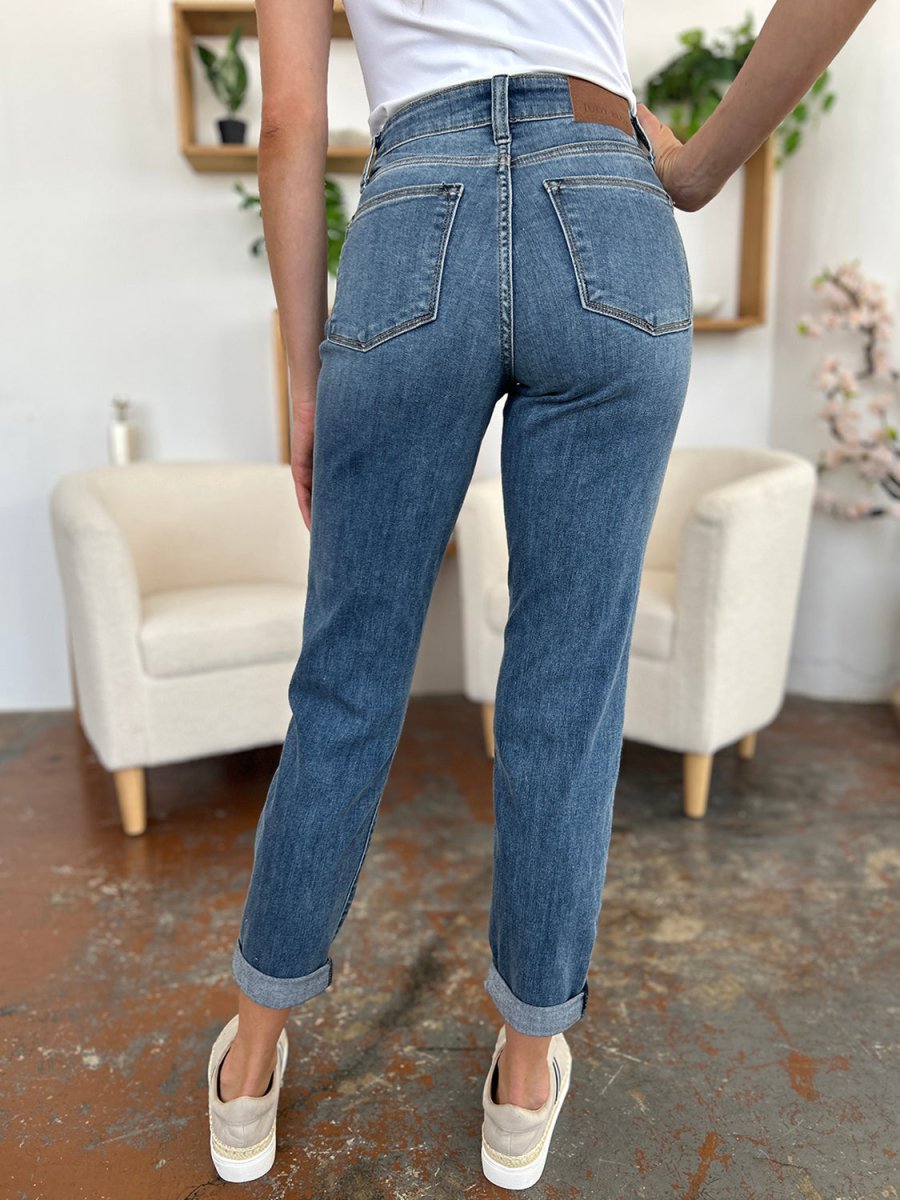 Judy Blue Full Size Cuffed Hem Slim Jeans - Bottoms