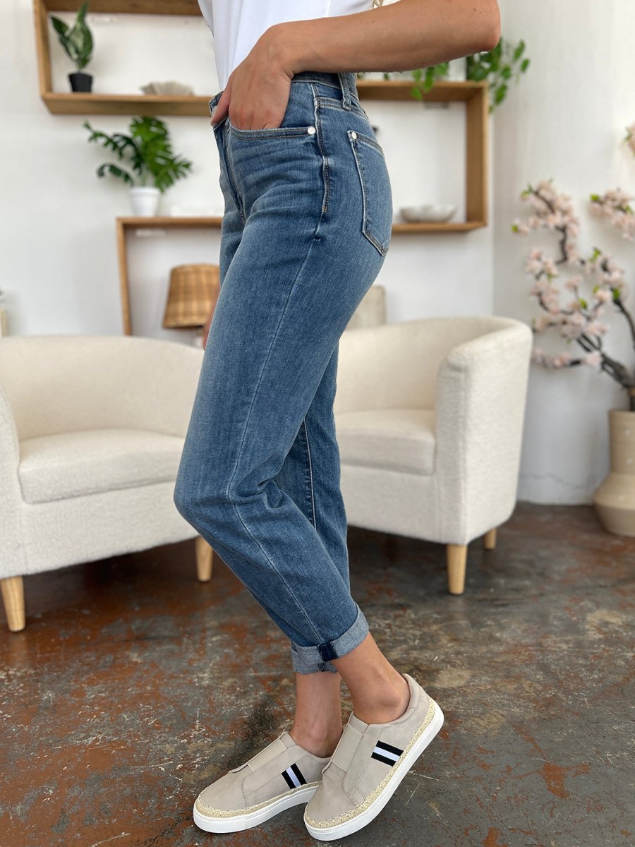 Judy Blue Full Size Cuffed Hem Slim Jeans - Bottoms