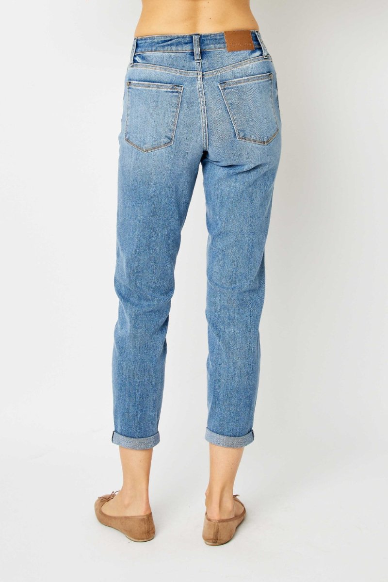 Judy Blue Full Size Cuffed Hem Slim Jeans - Bottoms