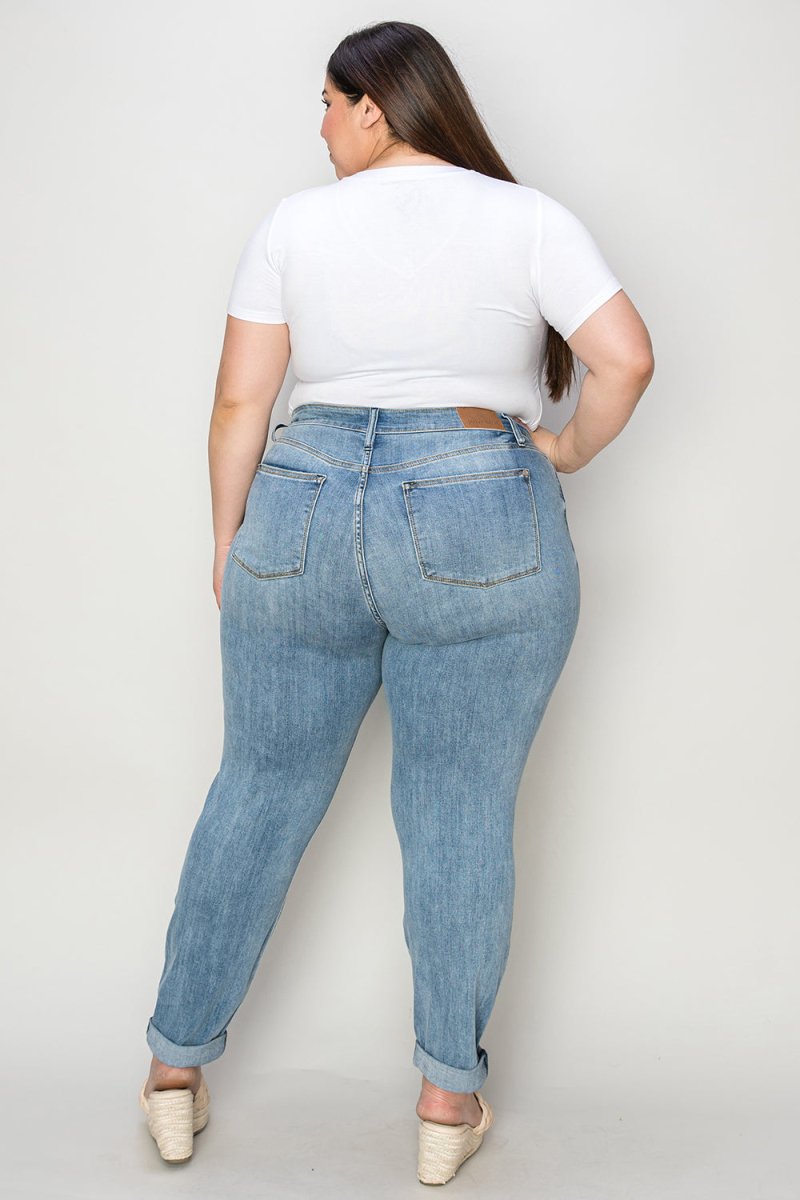 Judy Blue Full Size Cuffed Hem Slim Jeans - Bottoms