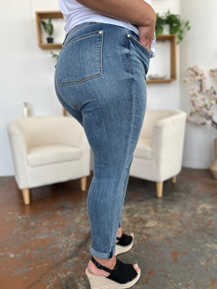 Judy Blue Full Size Cuffed Hem Slim Jeans - Bottoms
