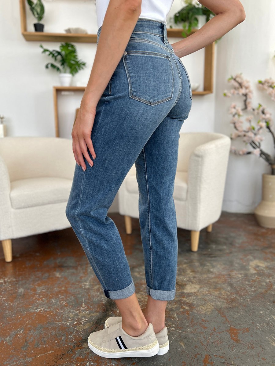 Judy Blue Full Size Cuffed Hem Slim Jeans - Bottoms