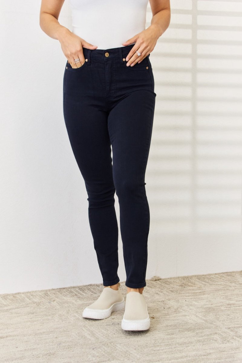 Judy Blue Full Size Garment Dyed Tummy Control Skinny Jeans - Bottoms