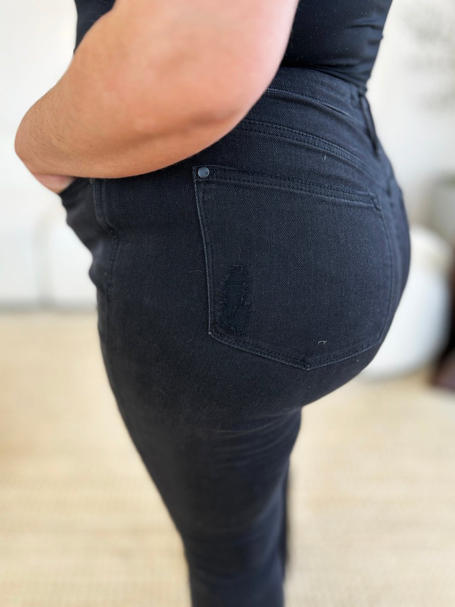 Judy Blue Full Size High Waist Distressed Flare Jeans - Bottoms