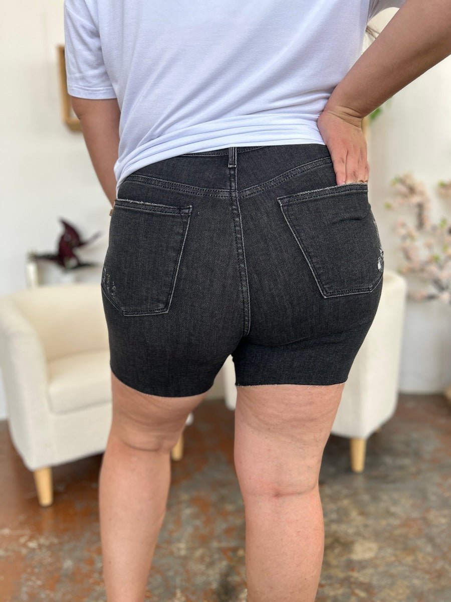 Judy Blue Full Size High Waist Rigid Magic Denim Shorts - Bottoms