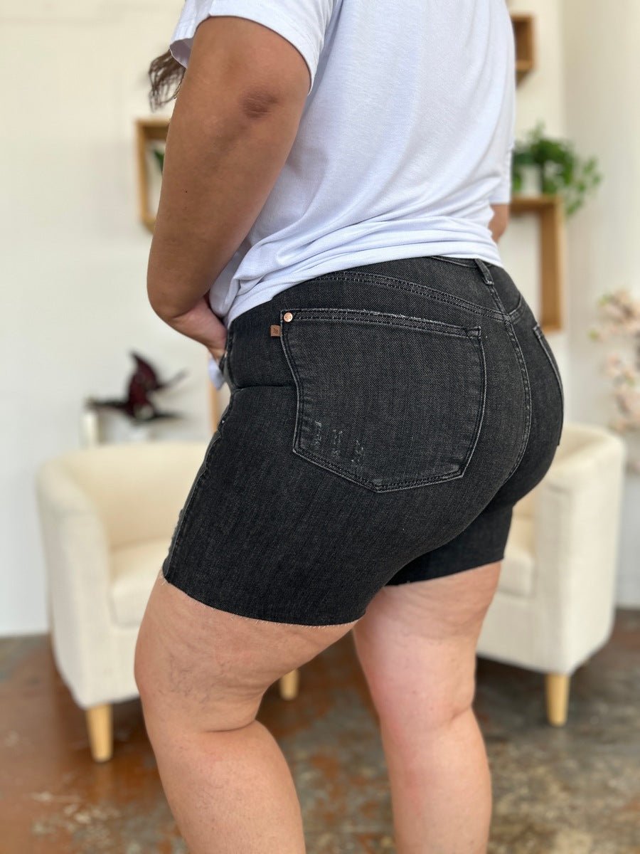 Judy Blue Full Size High Waist Rigid Magic Denim Shorts - Bottoms