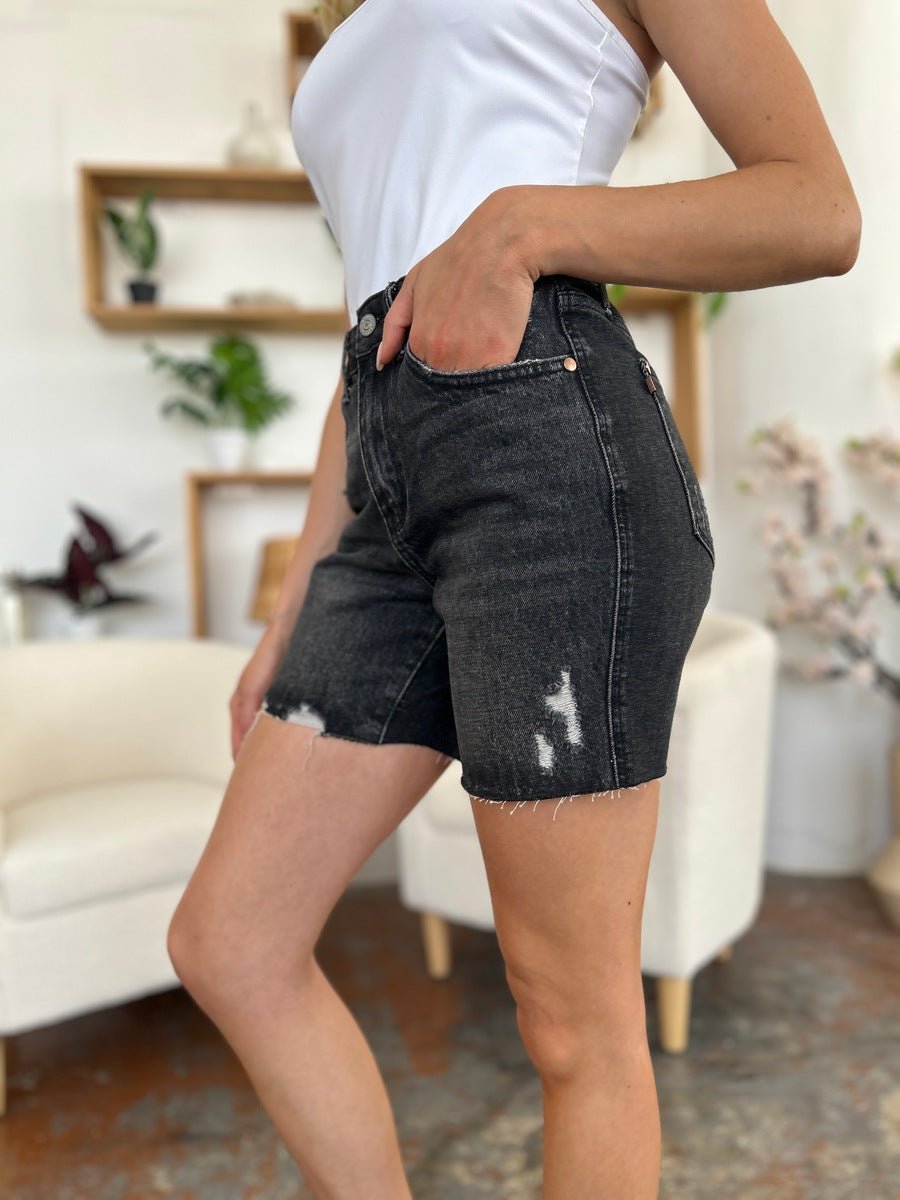 Judy Blue Full Size High Waist Rigid Magic Denim Shorts - Bottoms