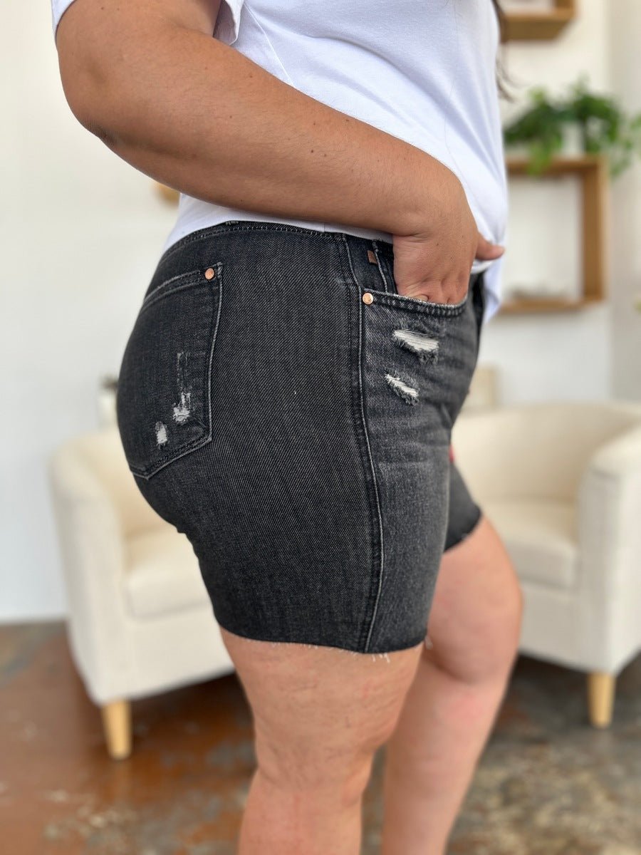 Judy Blue Full Size High Waist Rigid Magic Denim Shorts - Bottoms