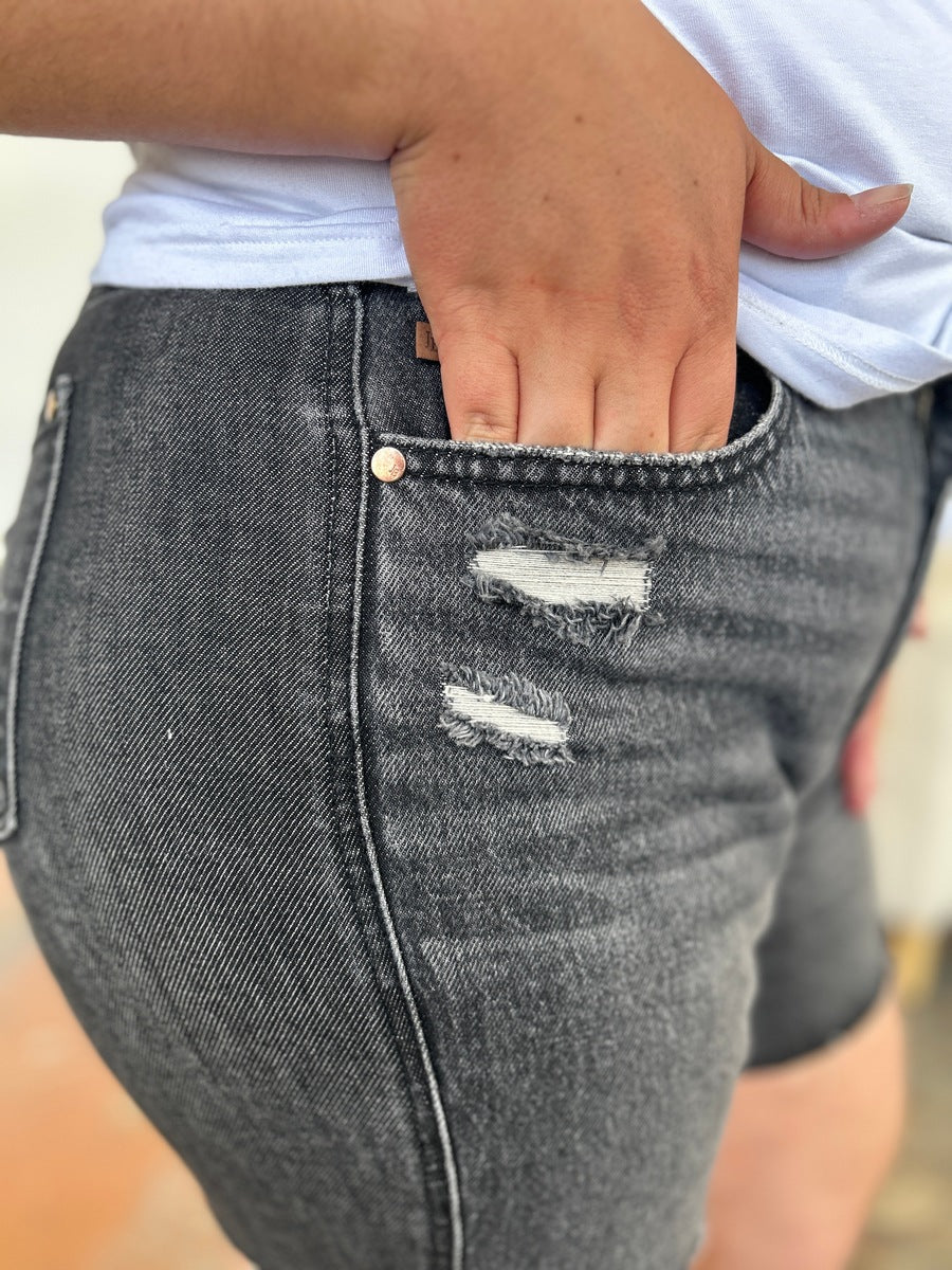 Judy Blue Full Size High Waist Rigid Magic Denim Shorts - Bottoms