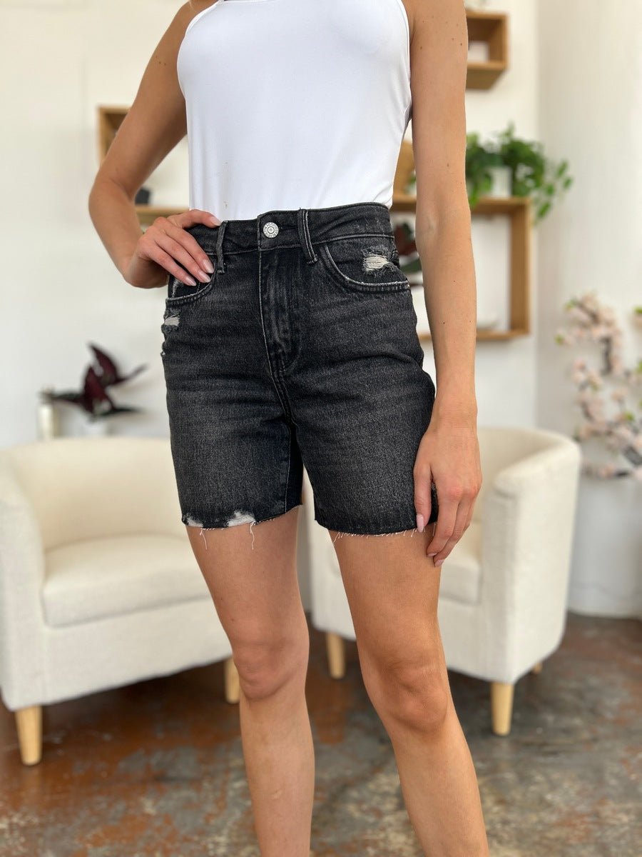 Judy Blue Full Size High Waist Rigid Magic Denim Shorts - Bottoms