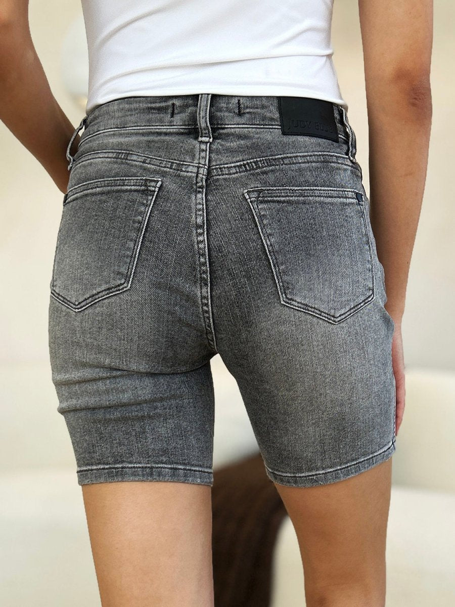 Judy Blue Full Size High Waist Washed Denim Shorts - Bottoms