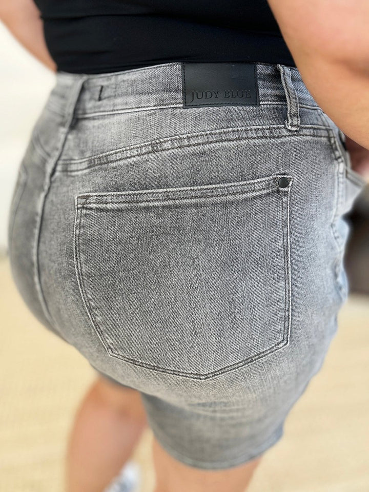 Judy Blue Full Size High Waist Washed Denim Shorts - Bottoms