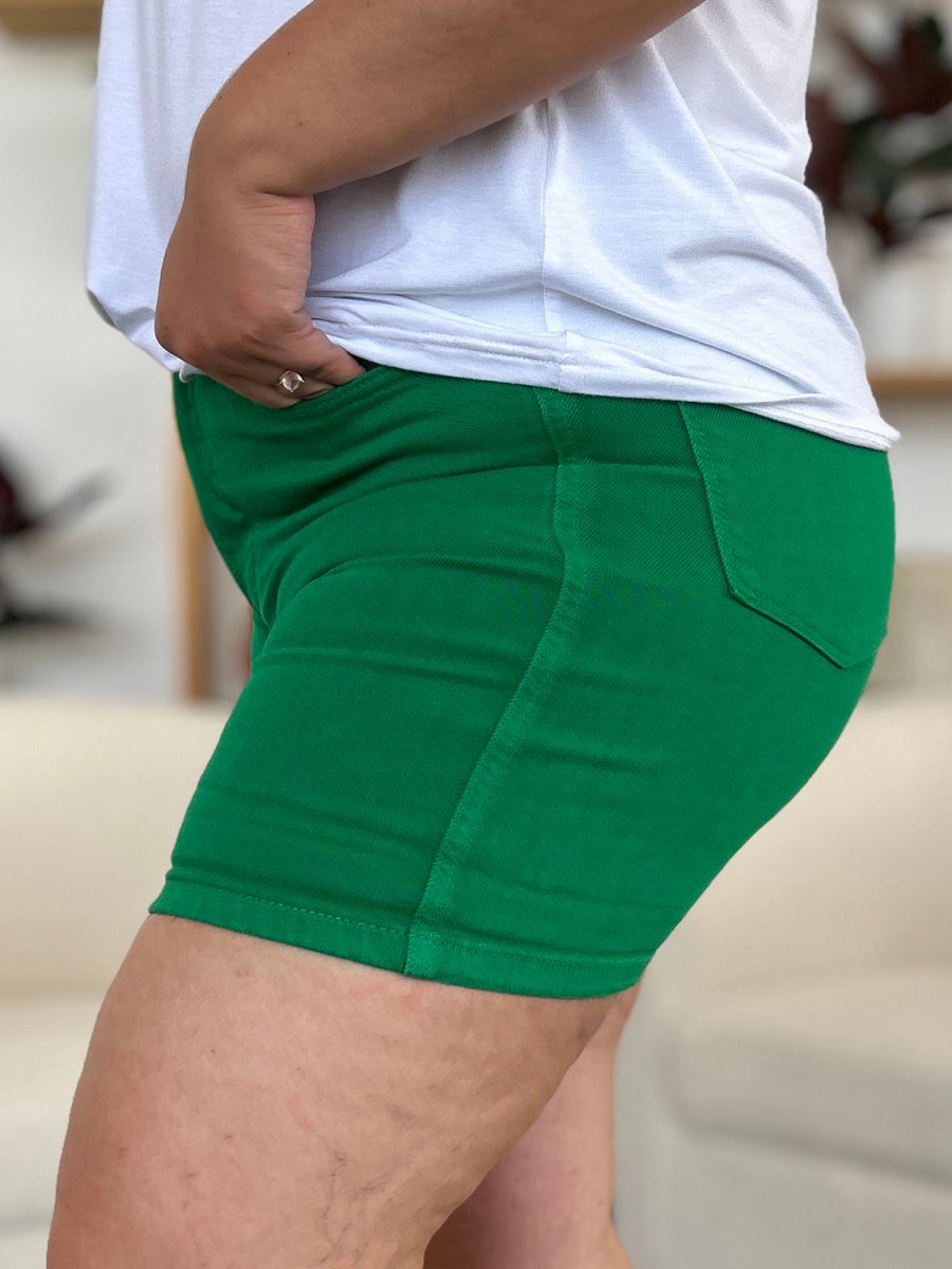 Judy Blue Full Size Tummy Control Garment Dyed Denim Shorts - Bottoms