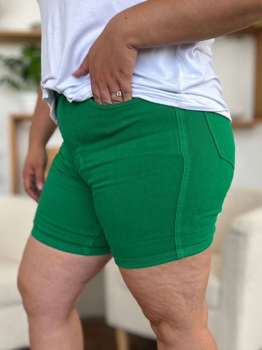 Judy Blue Full Size Tummy Control Garment Dyed Denim Shorts - Bottoms