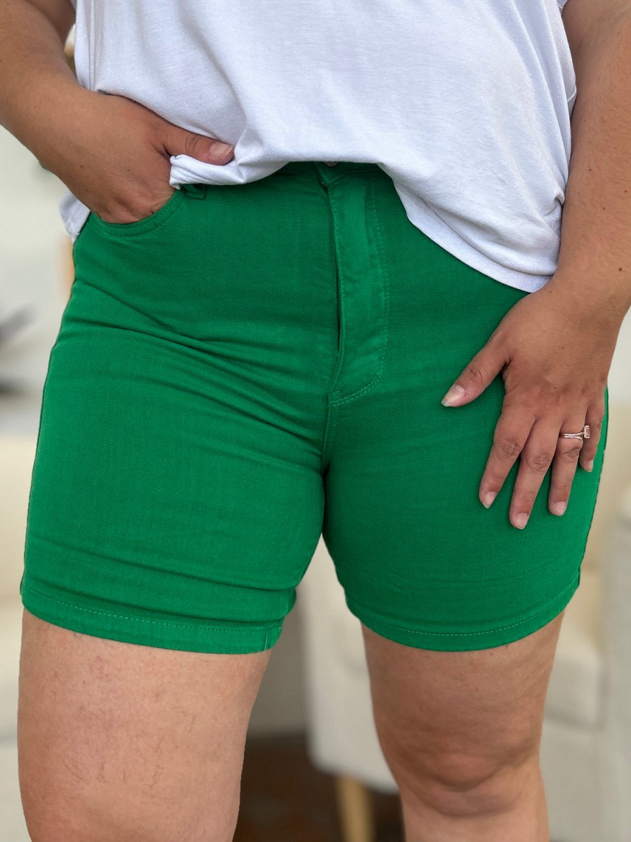 Judy Blue Full Size Tummy Control Garment Dyed Denim Shorts - Bottoms
