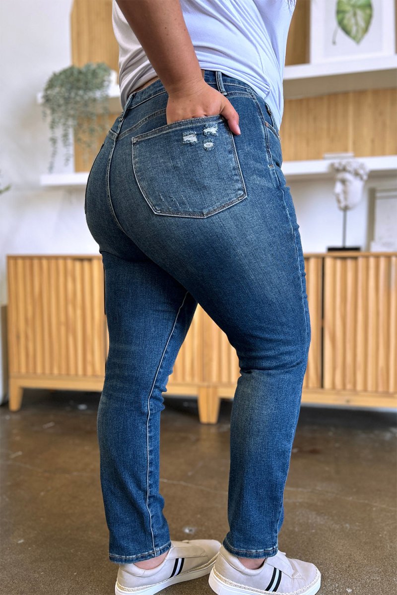 Judy Blue Full Size Tummy Control High Waist Slim Jeans - Bottoms