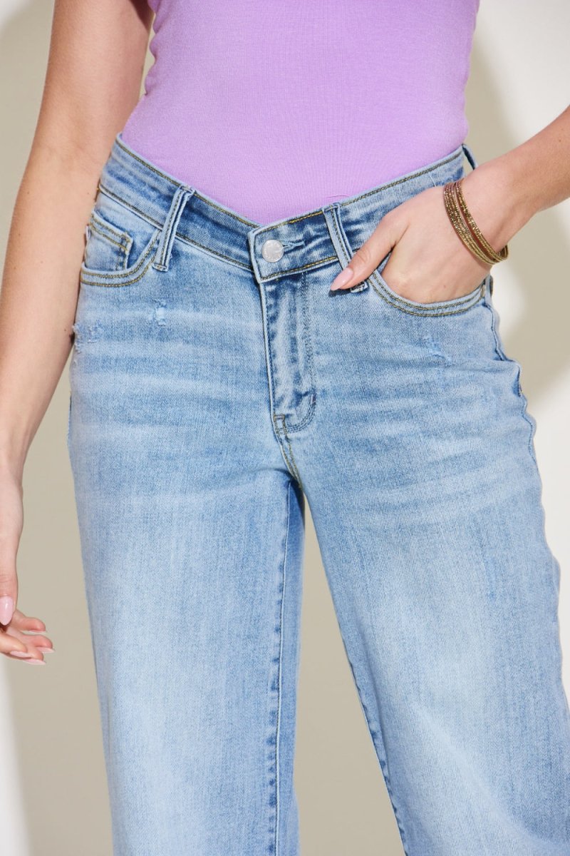 Judy Blue Full Size V Front Waistband Straight Jeans - Bottoms