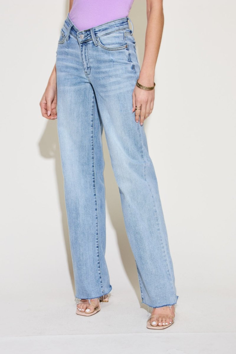 Judy Blue Full Size V Front Waistband Straight Jeans - Bottoms
