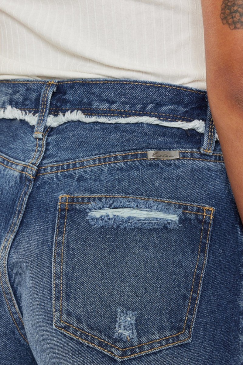 Kancan Distressed Button Fly Denim Shorts - Bottoms