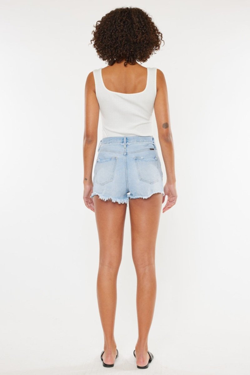 Kancan Distressed Button Fly Denim Shorts - Bottoms