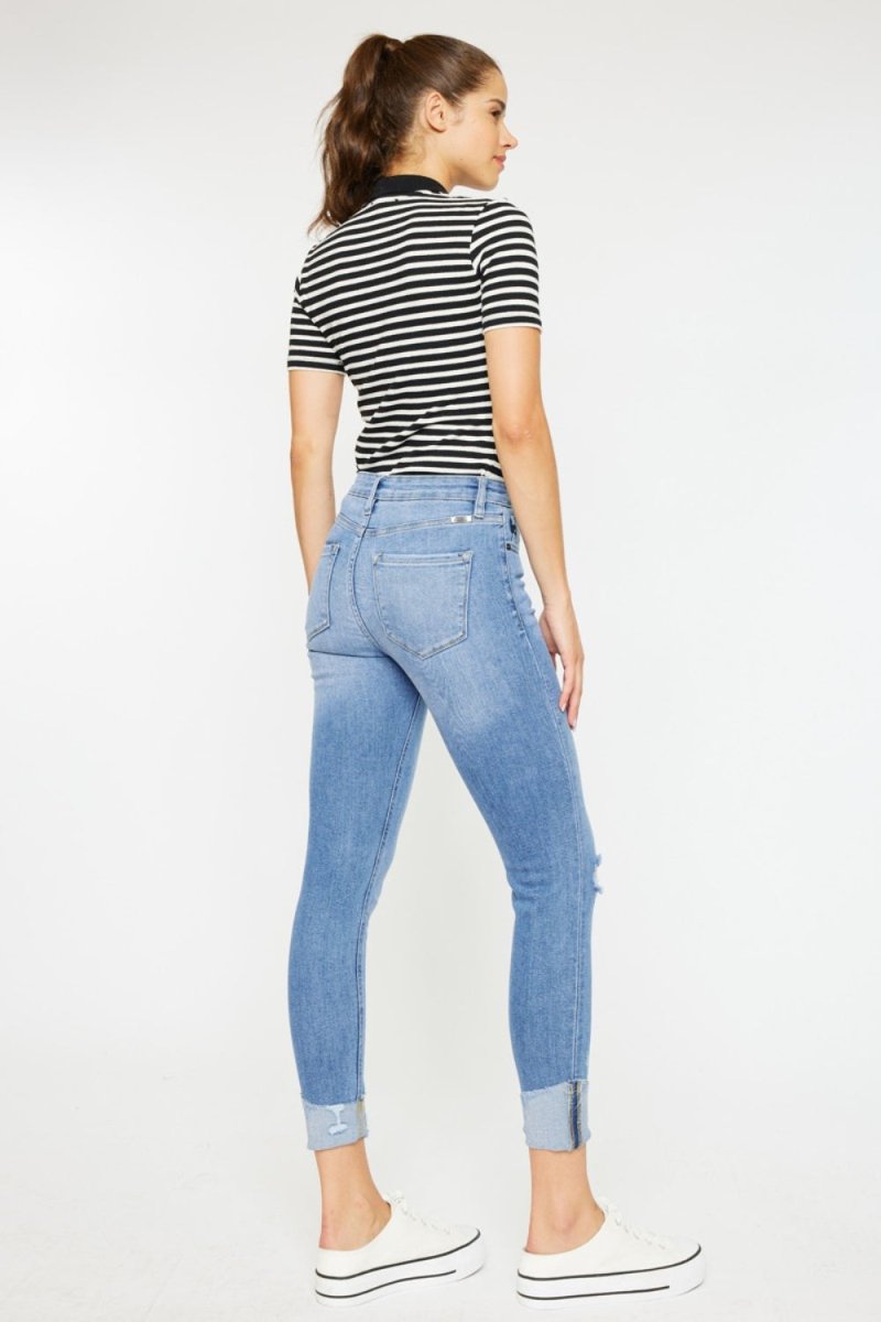 Kancan Distressed Cat's Whiskers Button Fly Jeans - Bottoms