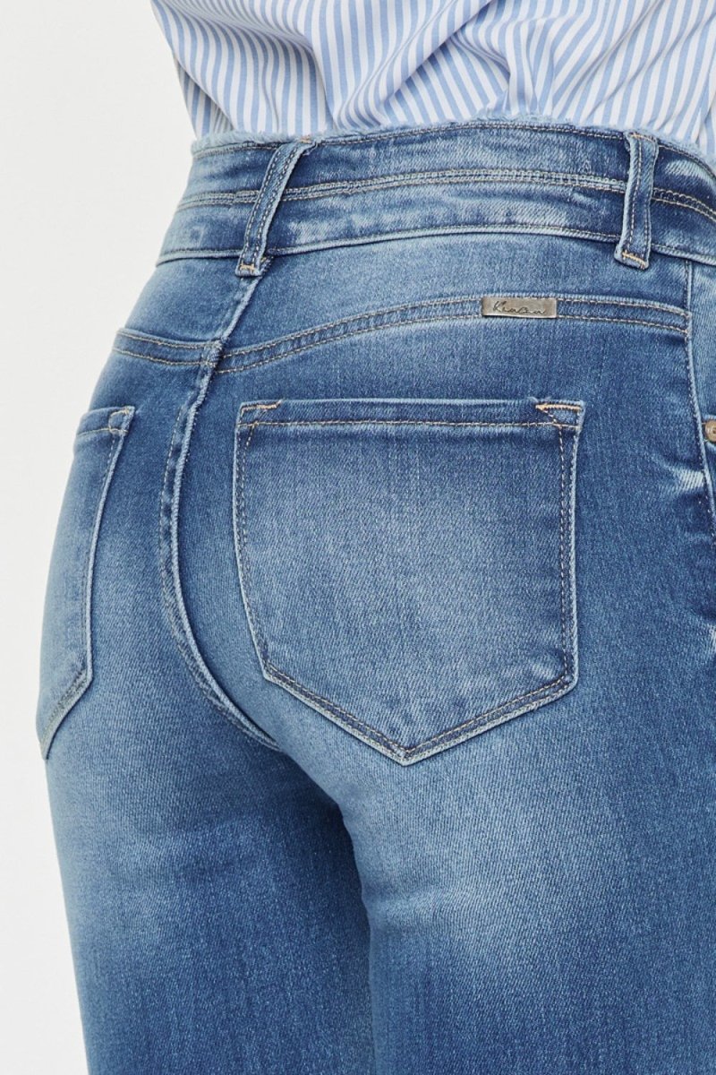 Kancan Distressed Raw Hem High Waist Jeans - Bottoms