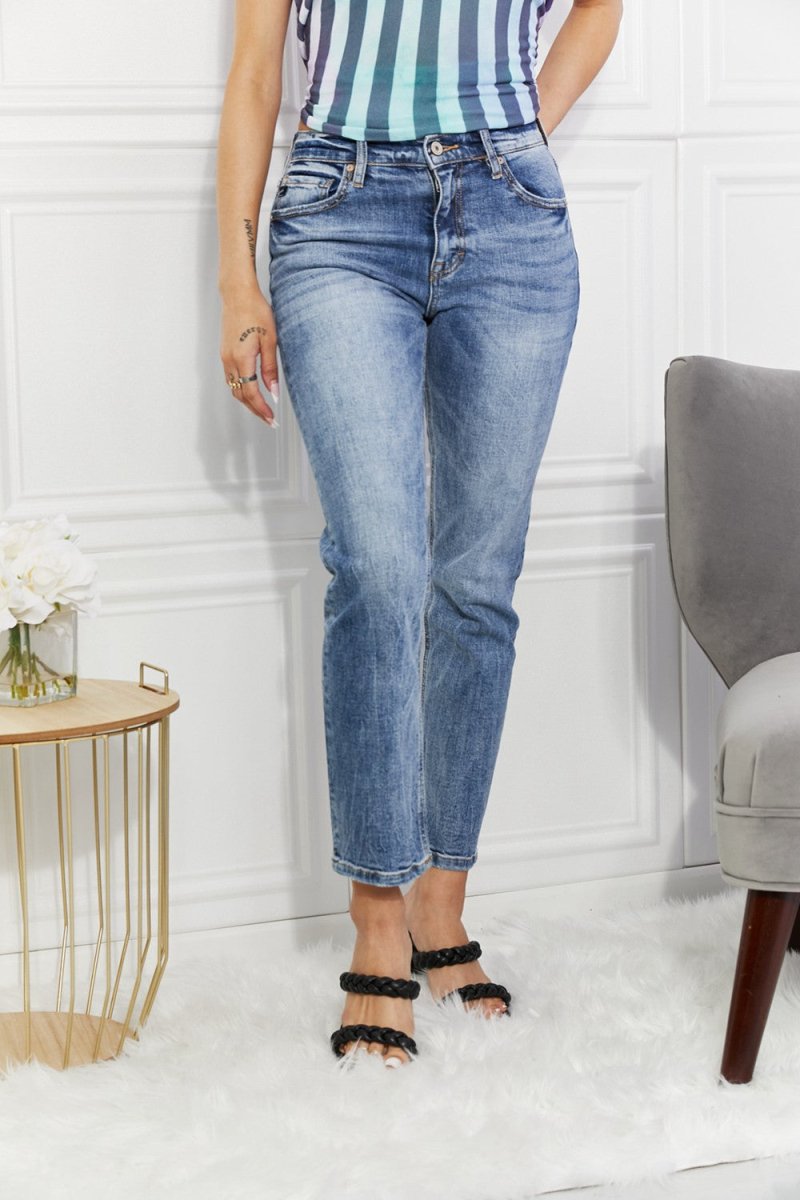 Kancan Full Size Amara High Rise Slim Straight Jeans - Bottoms