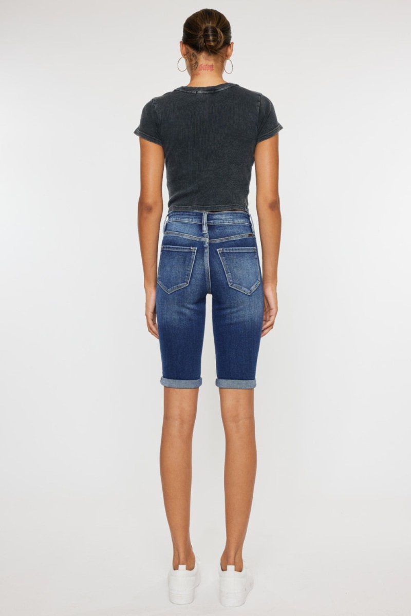 Kancan Full Size Cat's Whiskers Button Fly Denim Shorts - Bottoms