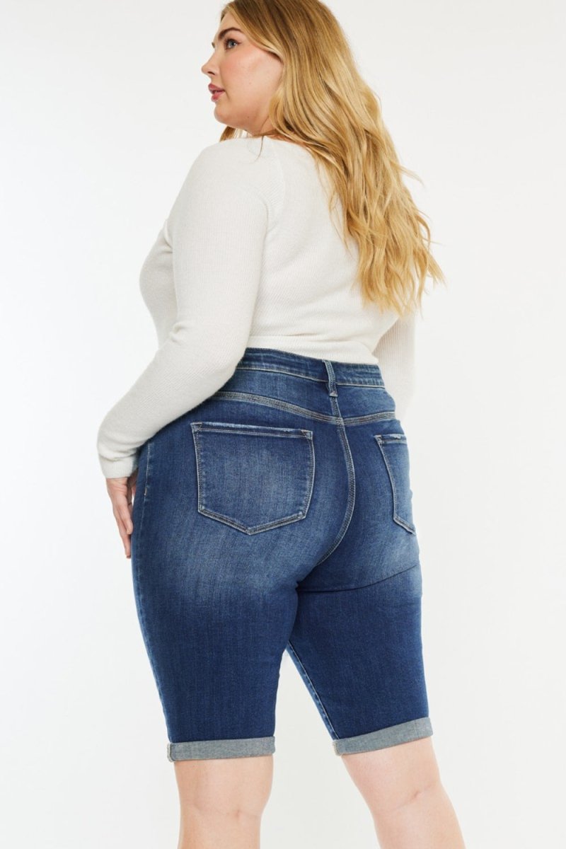 Kancan Full Size Cat's Whiskers Button Fly Denim Shorts - Bottoms