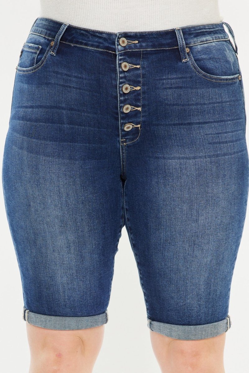 Kancan Full Size Cat's Whiskers Button Fly Denim Shorts - Bottoms