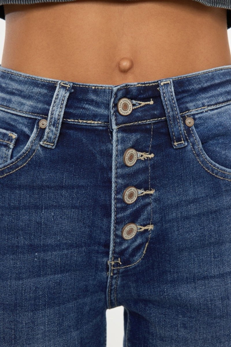 Kancan Full Size Cat's Whiskers Button Fly Denim Shorts - Bottoms