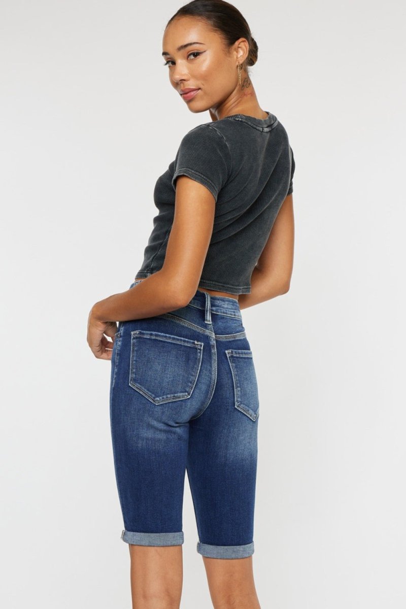 Kancan Full Size Cat's Whiskers Button Fly Denim Shorts - Bottoms