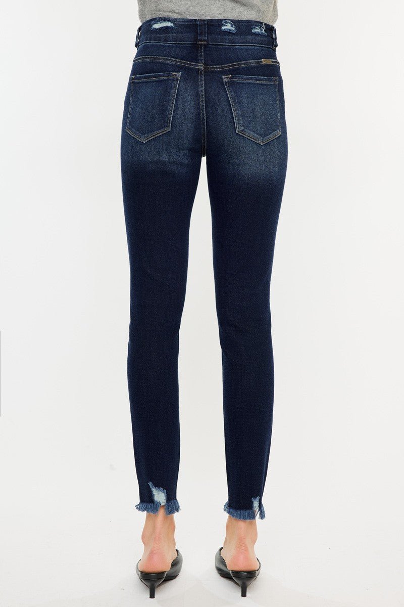 Kancan Full Size Cat's Whiskers Raw Hem High Waist Jeans - Bottoms
