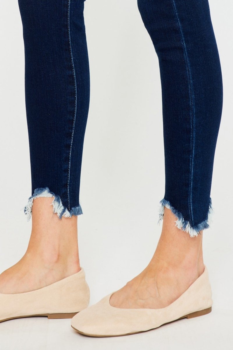 Kancan Full Size High Rise Frayed Ankle Skinny Jeans - Bottoms