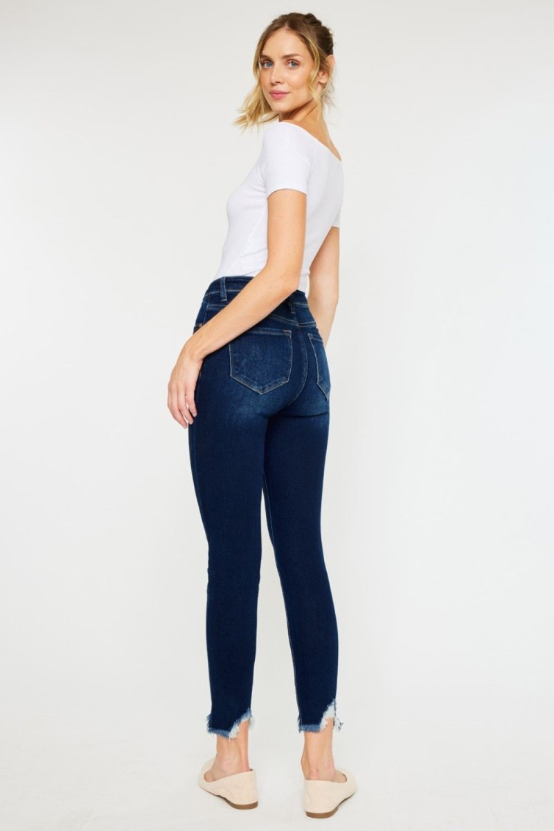 Kancan Full Size High Rise Frayed Ankle Skinny Jeans - Bottoms