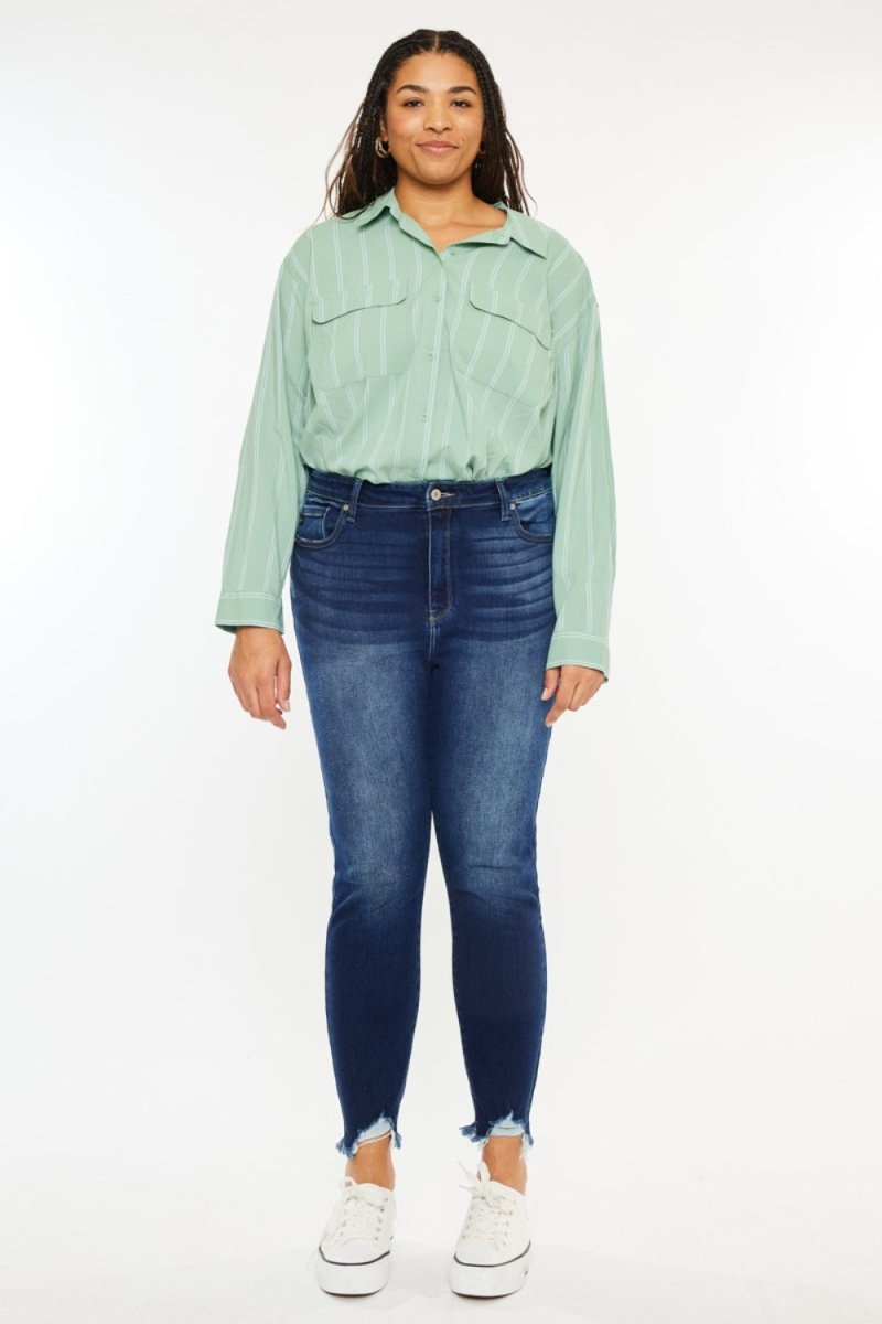 Kancan Full Size High Rise Frayed Ankle Skinny Jeans - Bottoms