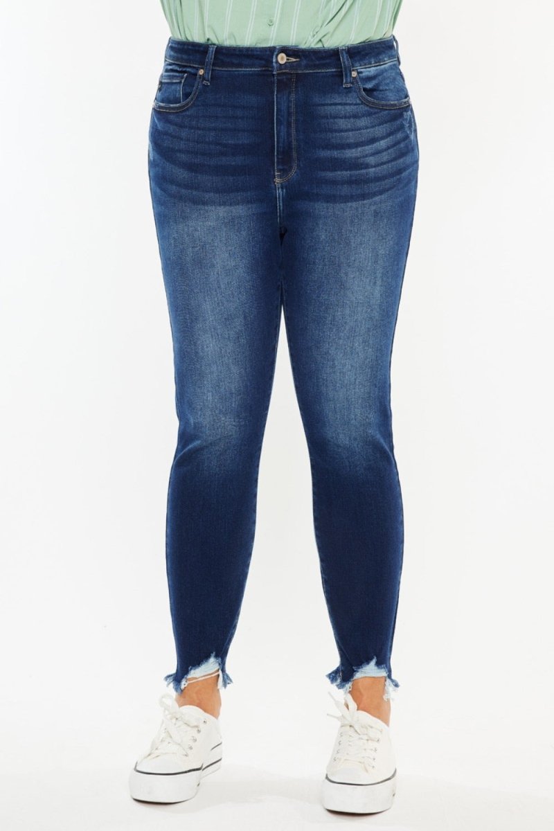 Kancan Full Size High Rise Frayed Ankle Skinny Jeans - Bottoms