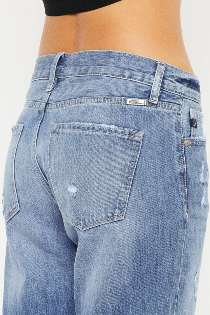 Kancan Mid Rise Distressed Straight Jeans - Bottoms Sale