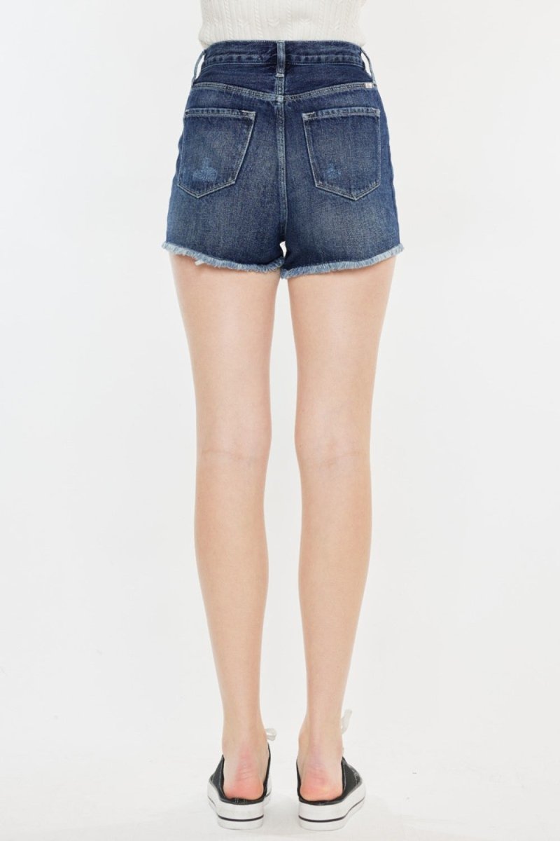 Kancan Raw Hem Button Fly Denim Shorts - Bottoms