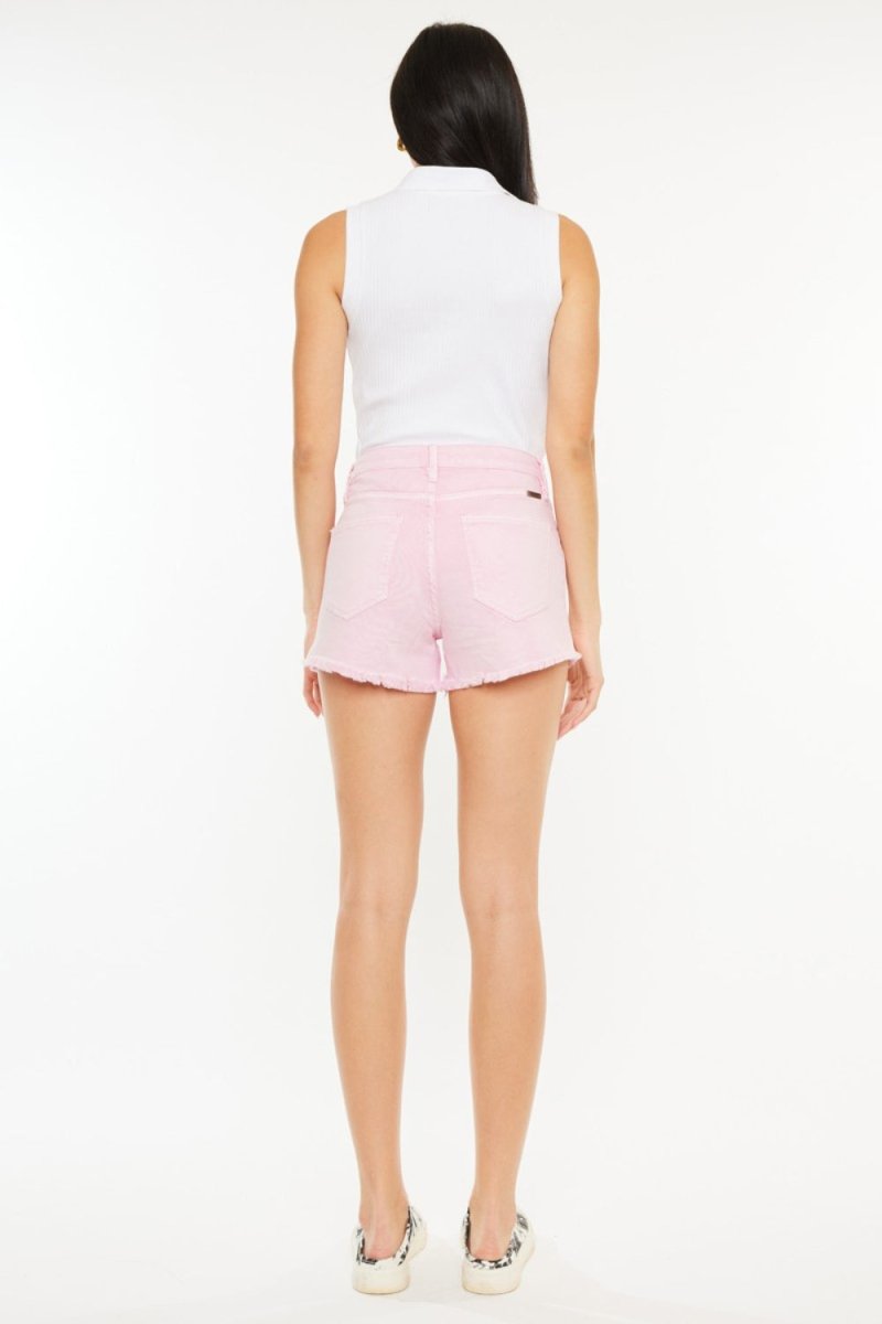 Kancan Raw Hem High Waist Denim Shorts - Bottoms
