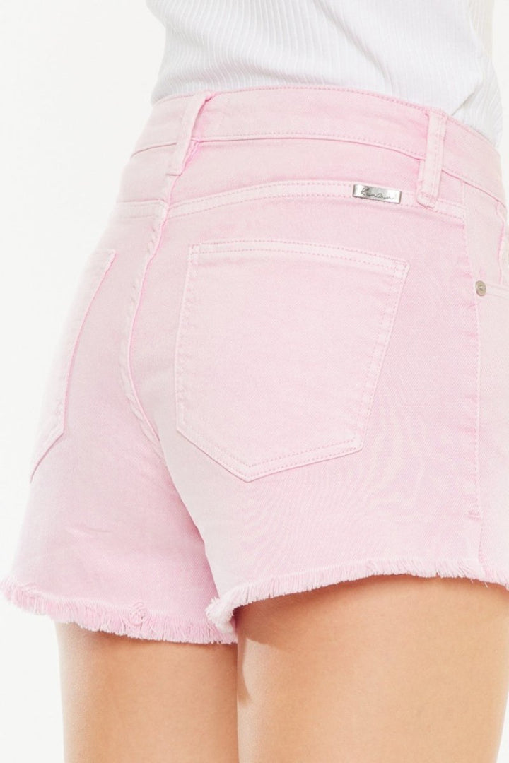 Kancan Raw Hem High Waist Denim Shorts - Bottoms