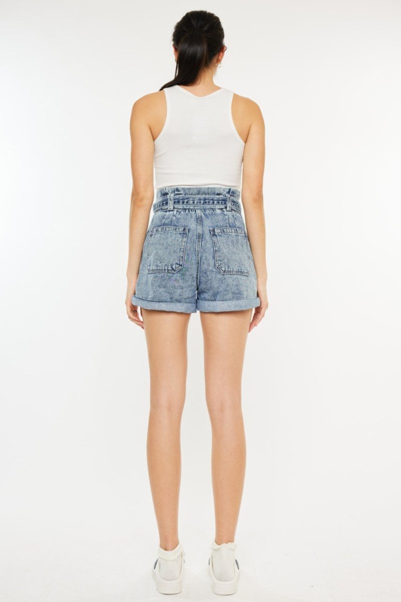 Kancan Ultra High Rise Paperbag Denim Shorts - Bottoms