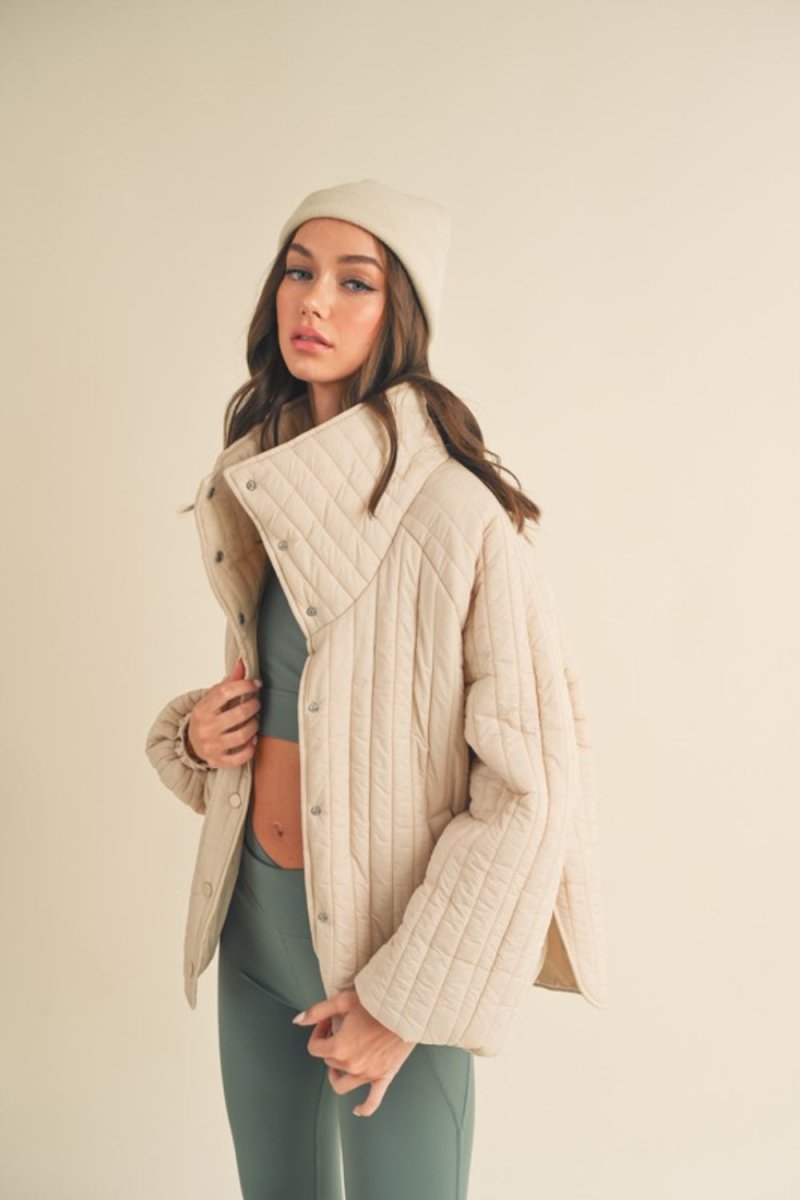 Kimberly C Classic Silhouette Quilted Snap Down Jacket - Outerwear
