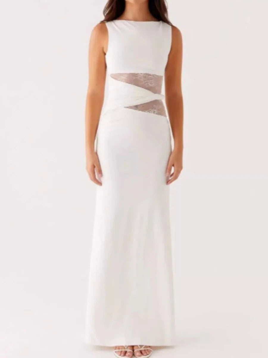 Lace Cutout Sleeveless Maxi Dress - 