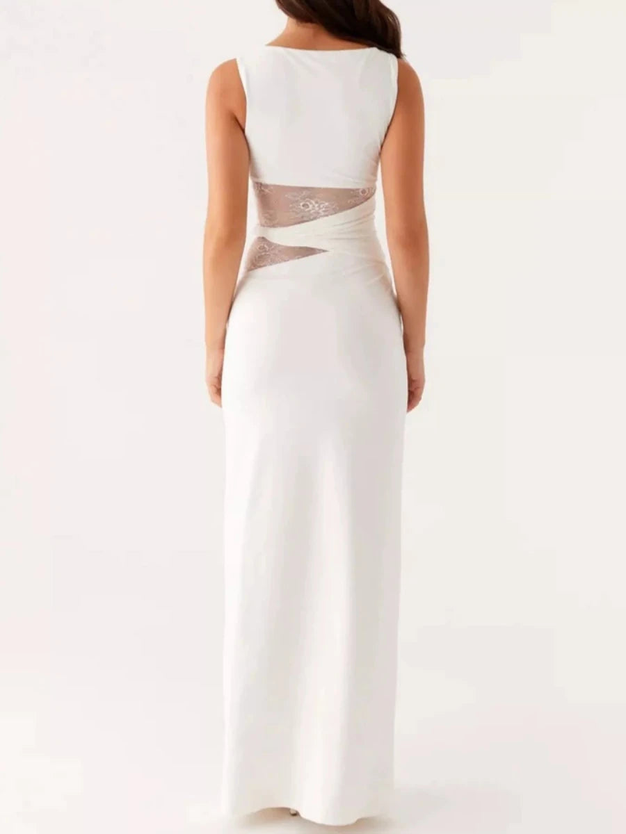 Lace Cutout Sleeveless Maxi Dress - 