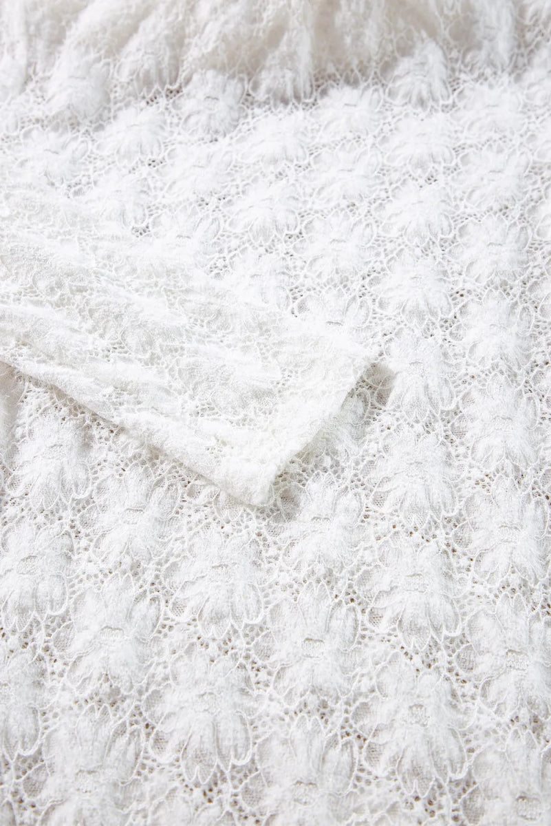 Lace Mock Neck Long Sleeve Top - Top