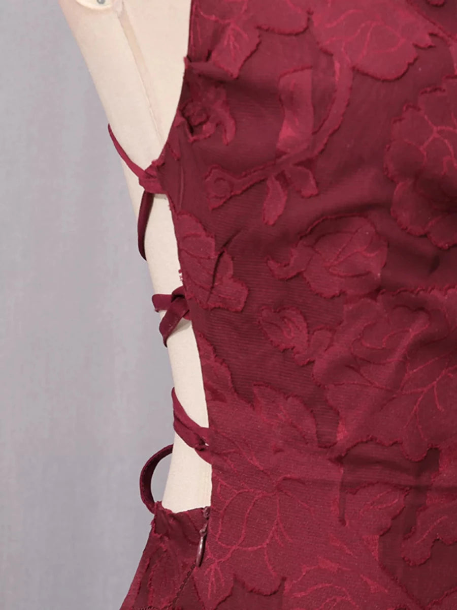 Lace Spaghetti Strap Maxi Dress - 