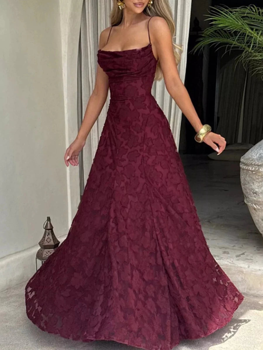 Lace Spaghetti Strap Maxi Dress - 